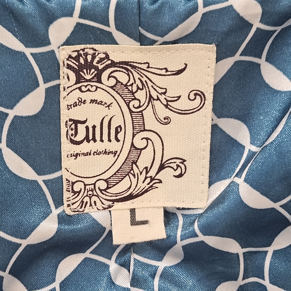 Tulle Original Clothing Anthropologie Teal Blue Wool Pea Coat Jacket Size L - Picture 7 of 13